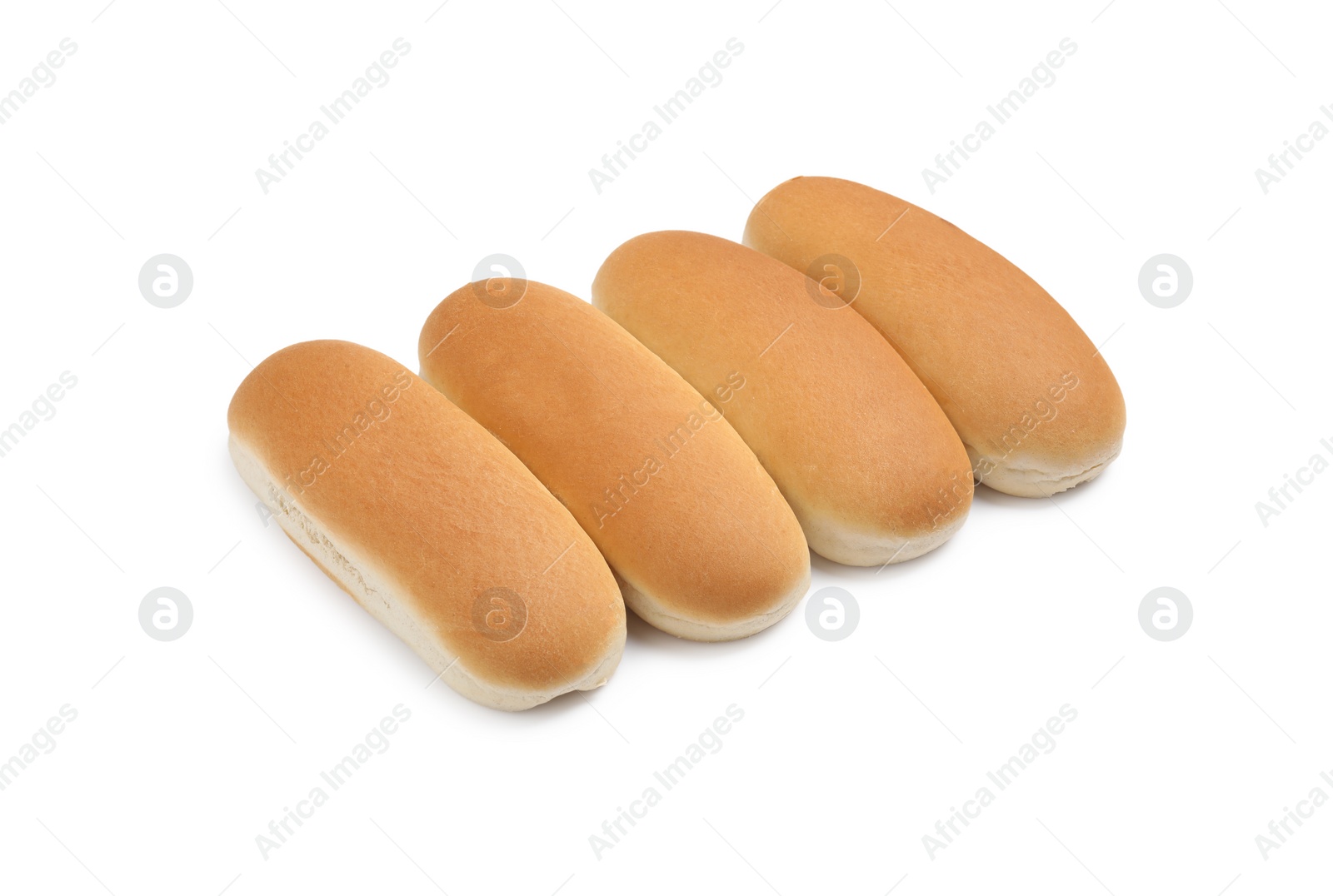 Tasty fresh buns for hot dogs on white background Photo of Tasty fresh buns for hot dogs on white background