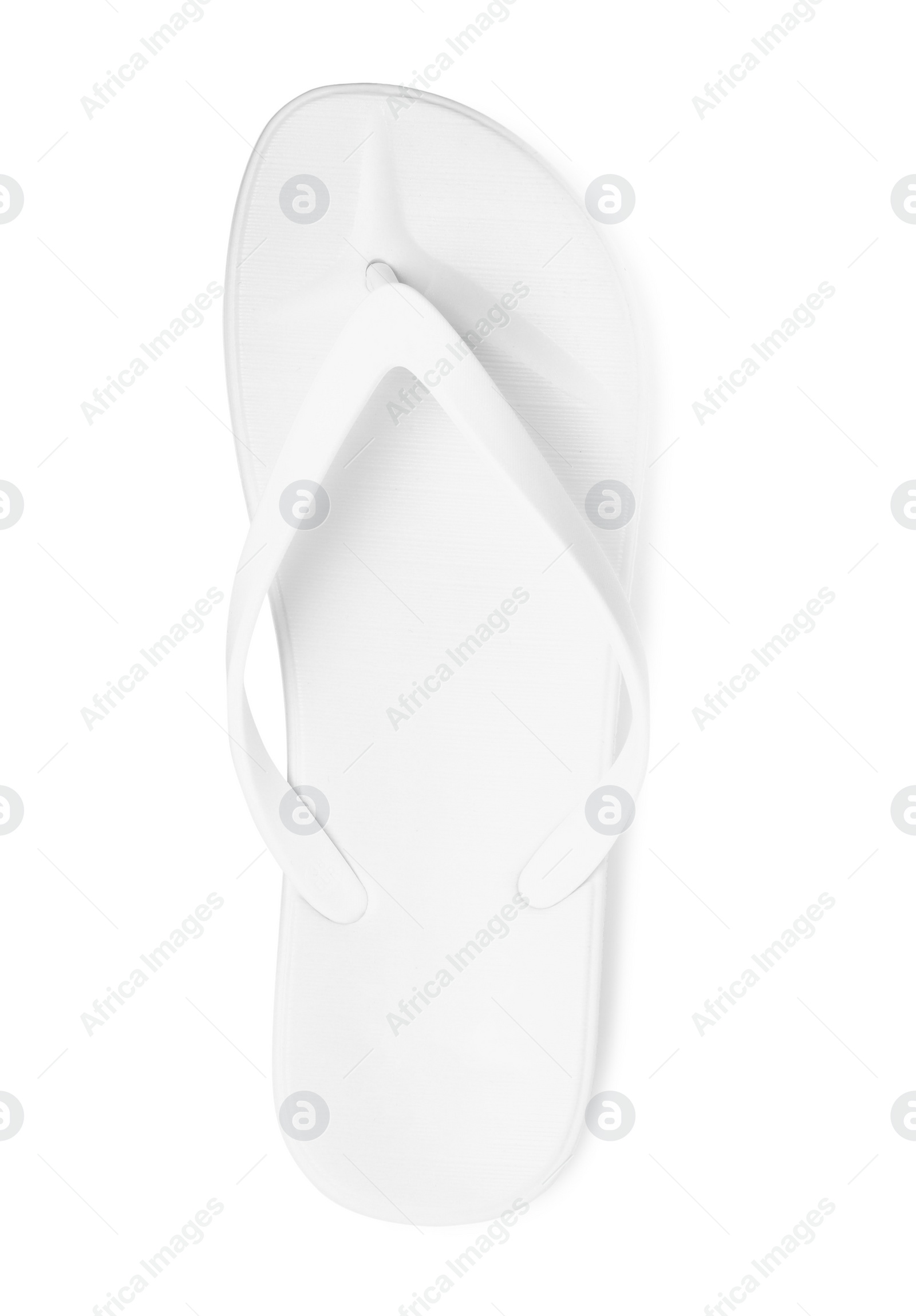 Photo of Single flip flop isolated on white, top view