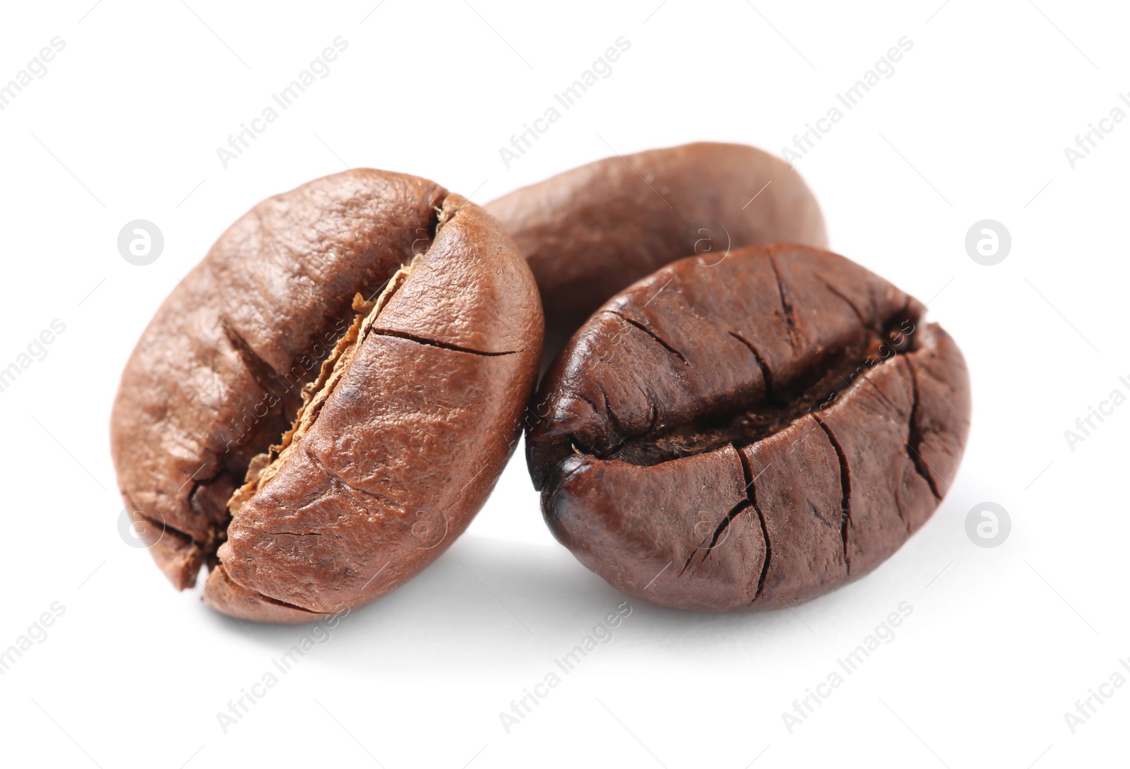 Photo of Fresh roasted coffee beans on white background