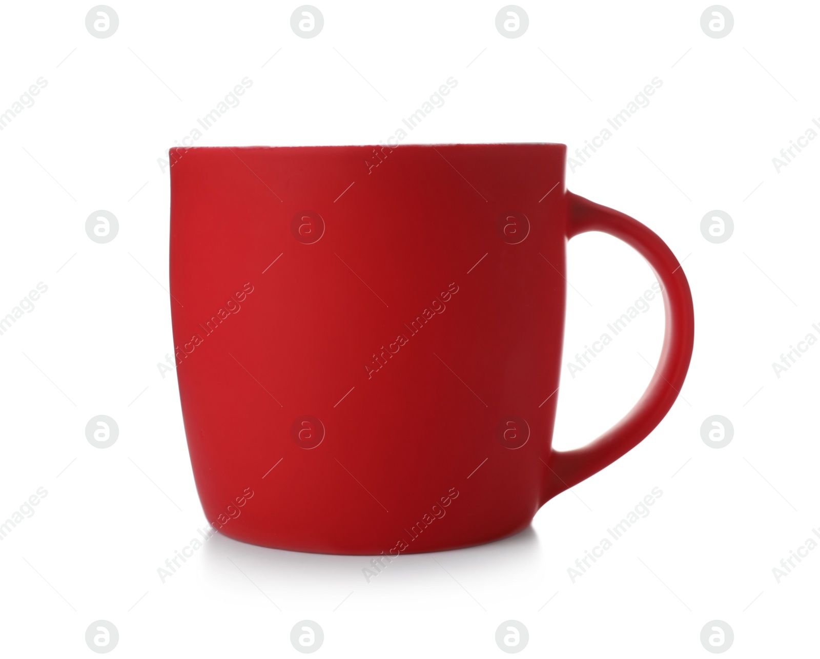 Photo of Red ceramic cup isolated on white