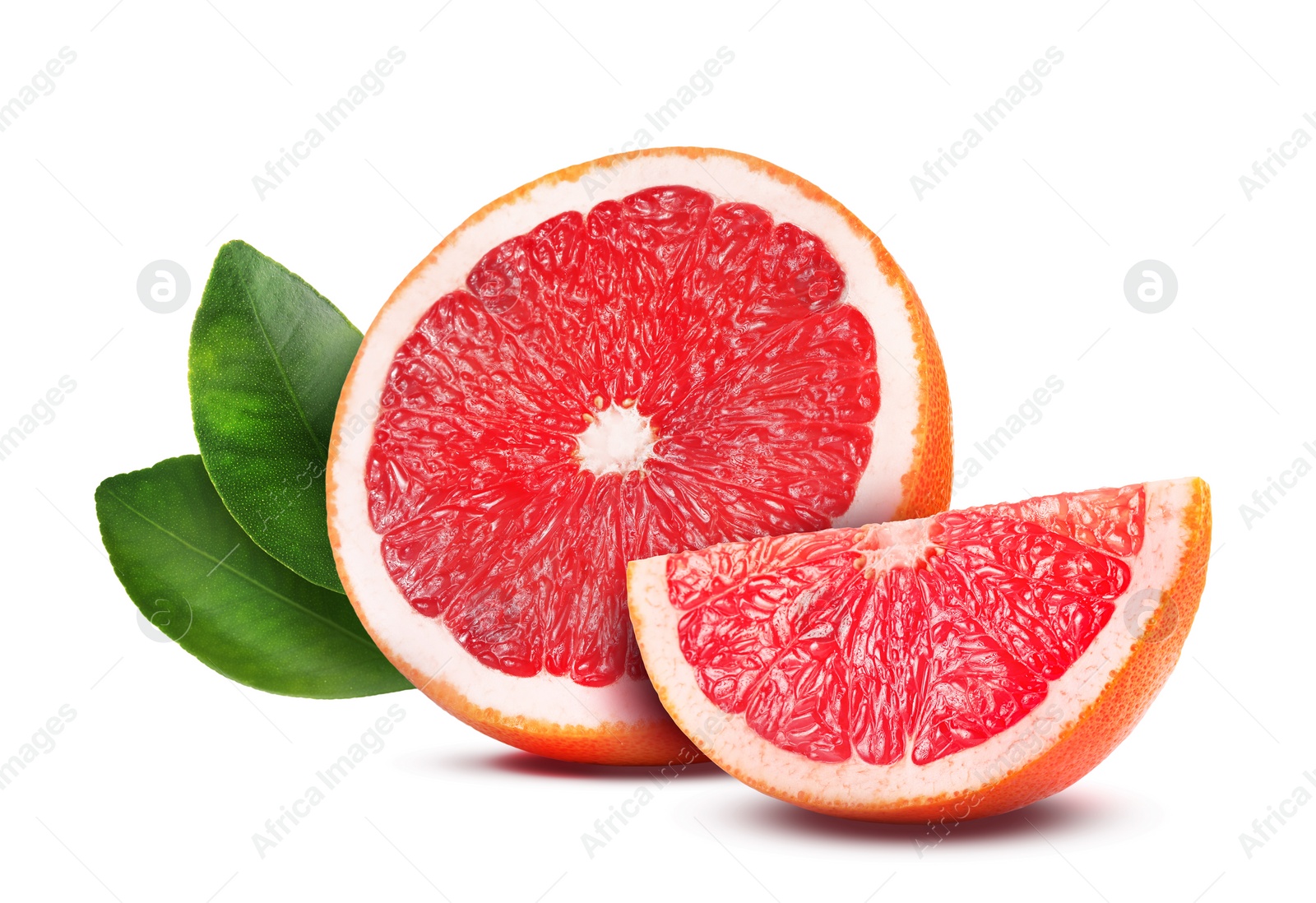 Image of Pieces of fresh ripe grapefruit isolated on white