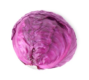 Photo of One red cabbage isolated on white, top view