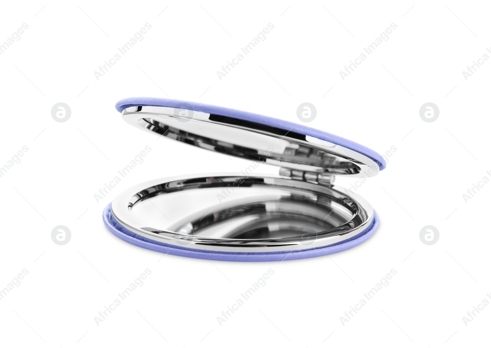 Photo of Stylish cosmetic pocket mirror isolated on white