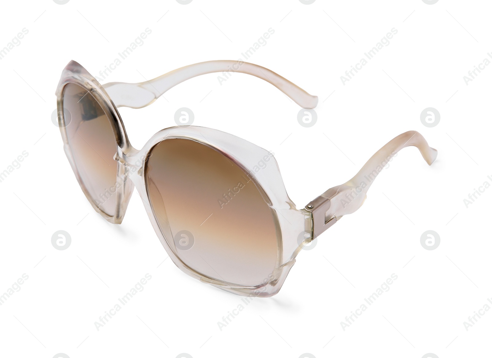Photo of Stylish sunglasses isolated on white. Modern accessory