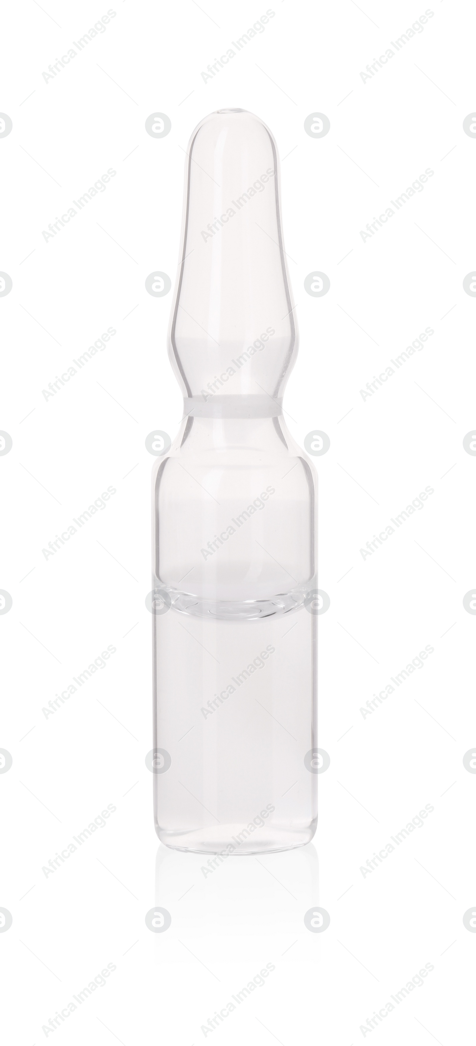 Photo of One glass ampoule with liquid isolated on white