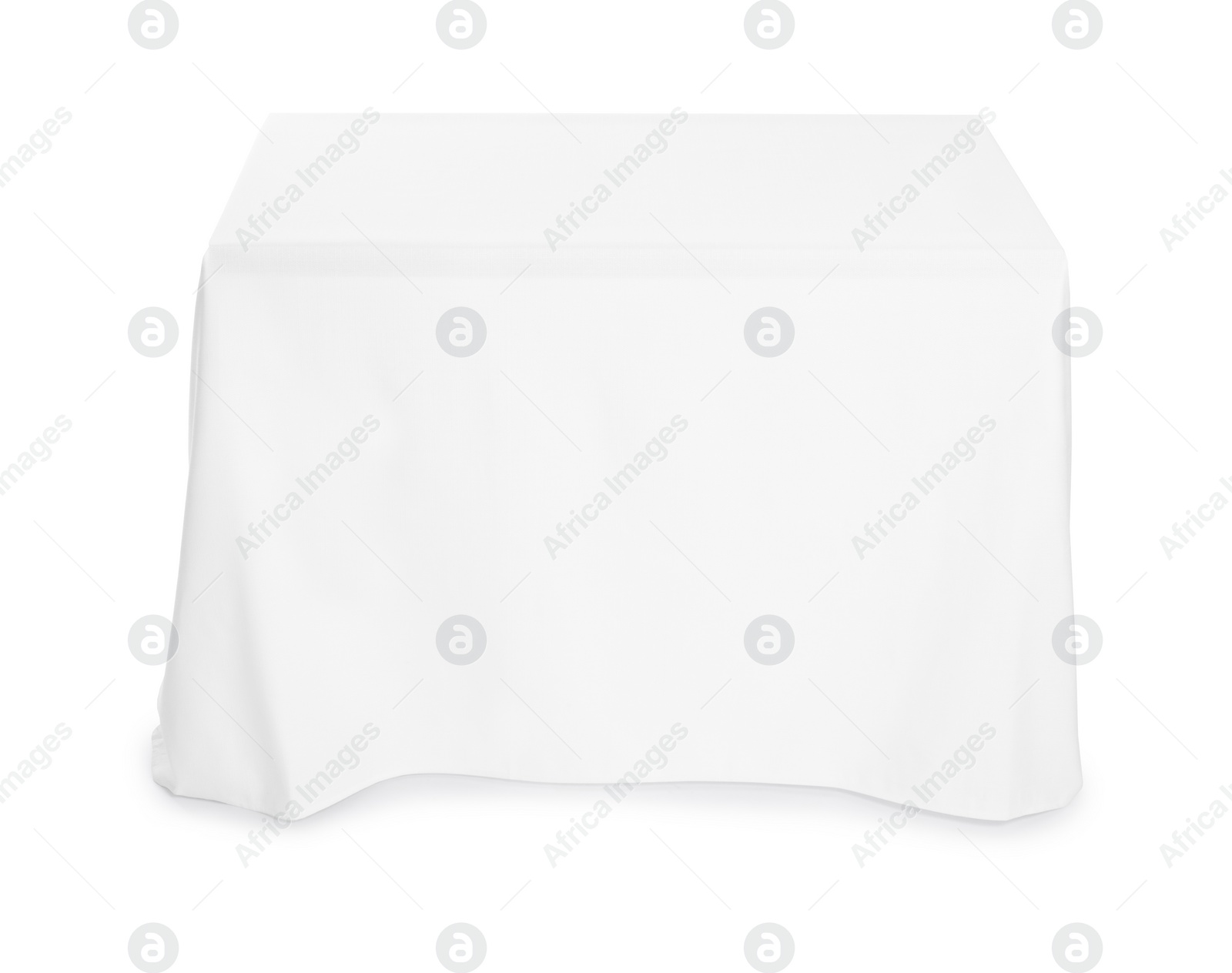 Photo of Table with white tablecloth isolated on white