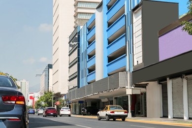 Beautiful view of city street with modern buildings