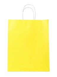 Yellow gift paper bag on white background