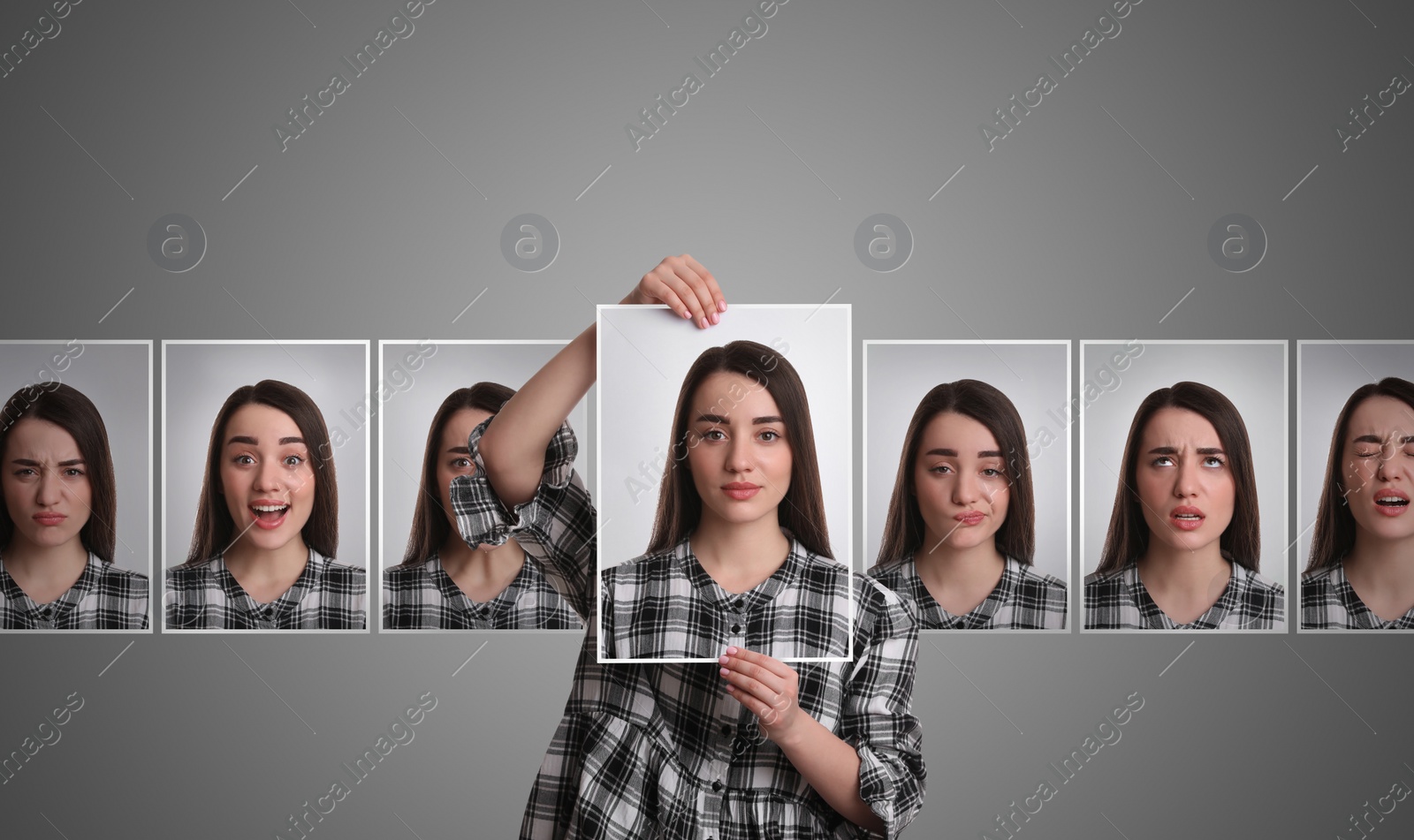 Image of Woman with personality disorder, multiple exposure. Collage