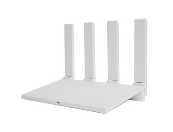 One modern Wi-Fi router isolated on white