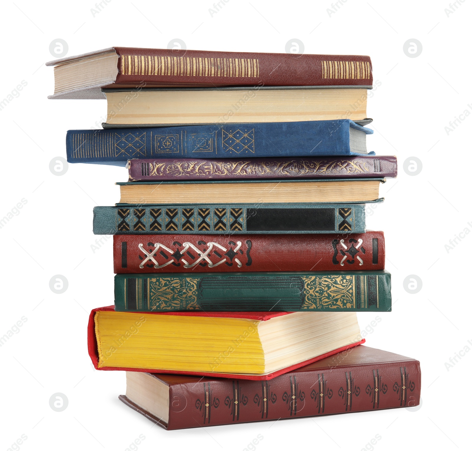 Photo of Collection of different books isolated on white