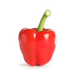 Photo of Tasty ripe red bell pepper on white background