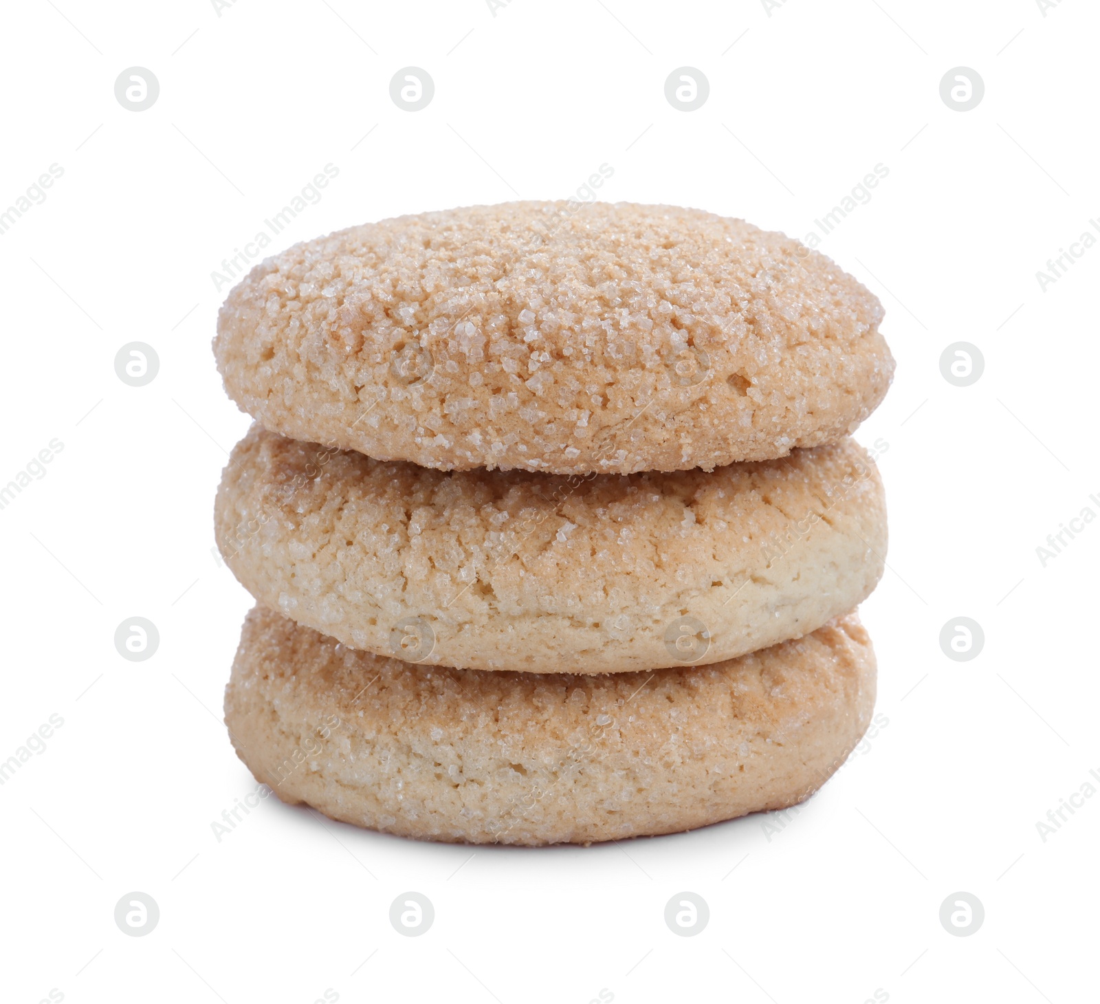 Photo of Stack of tasty sugar cookies isolated on white