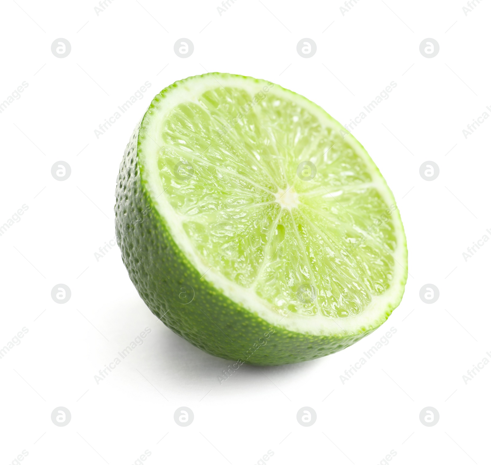 Photo of Half of fresh ripe lime on white background