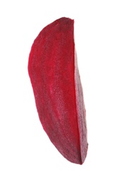 Slice of ripe beet on white background