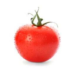 Fresh ripe red tomato on white background