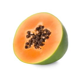 Fresh cut papaya fruit isolated on white