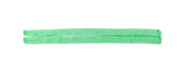 Photo of Strip drawn with green marker isolated on white, top view