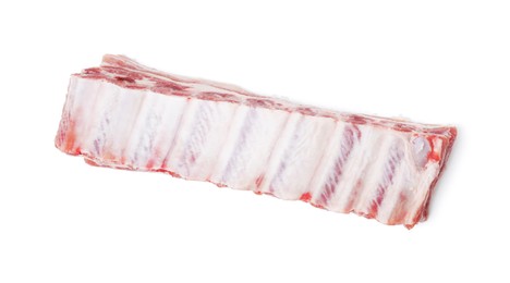 Raw pork ribs isolated on white, top view