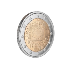 Latvian two euro coin isolated on white