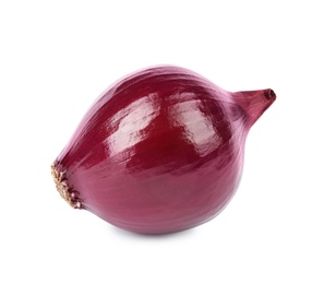 Fresh whole red onion on white background