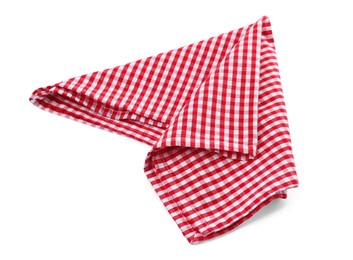 One red plaid napkin isolated on white