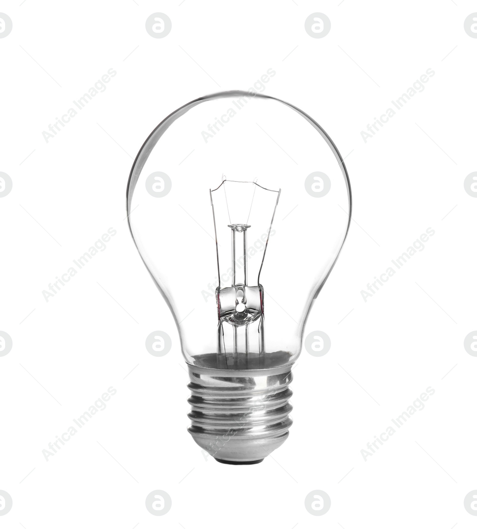 Photo of New incandescent light bulb for modern lamps on white background