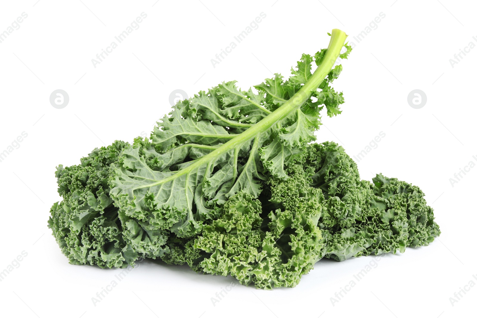 Photo of Fresh green kale leaves isolated on white