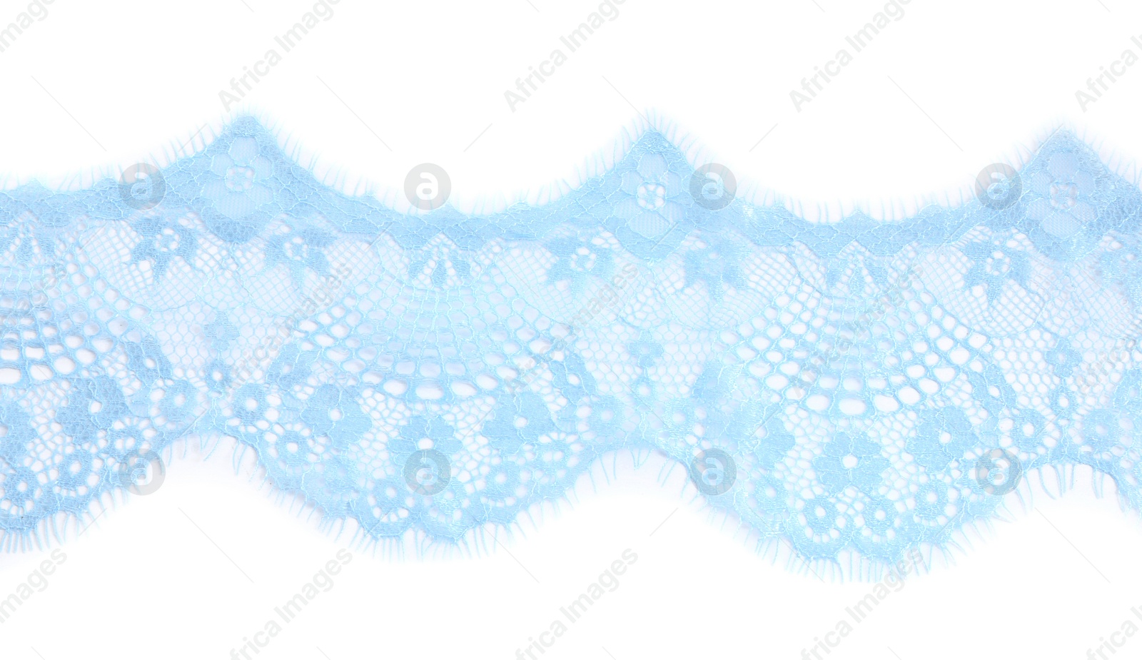 Photo of Beautiful lace isolated on white, top view