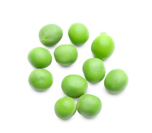 Photo of Fresh green peas on white background