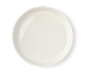 Photo of Beautiful empty ceramic plate isolated on white, top view
