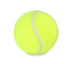Photo of One tennis ball isolated on white. Sport equipment