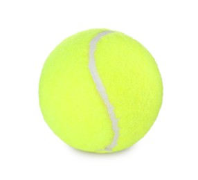 Photo of One tennis ball isolated on white. Sport equipment