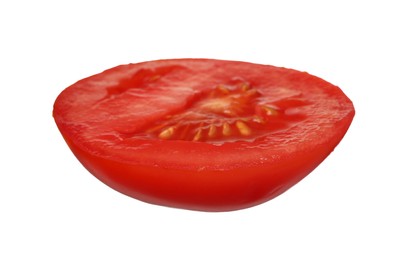 Photo of Slice of fresh ripe tomato isolated on white