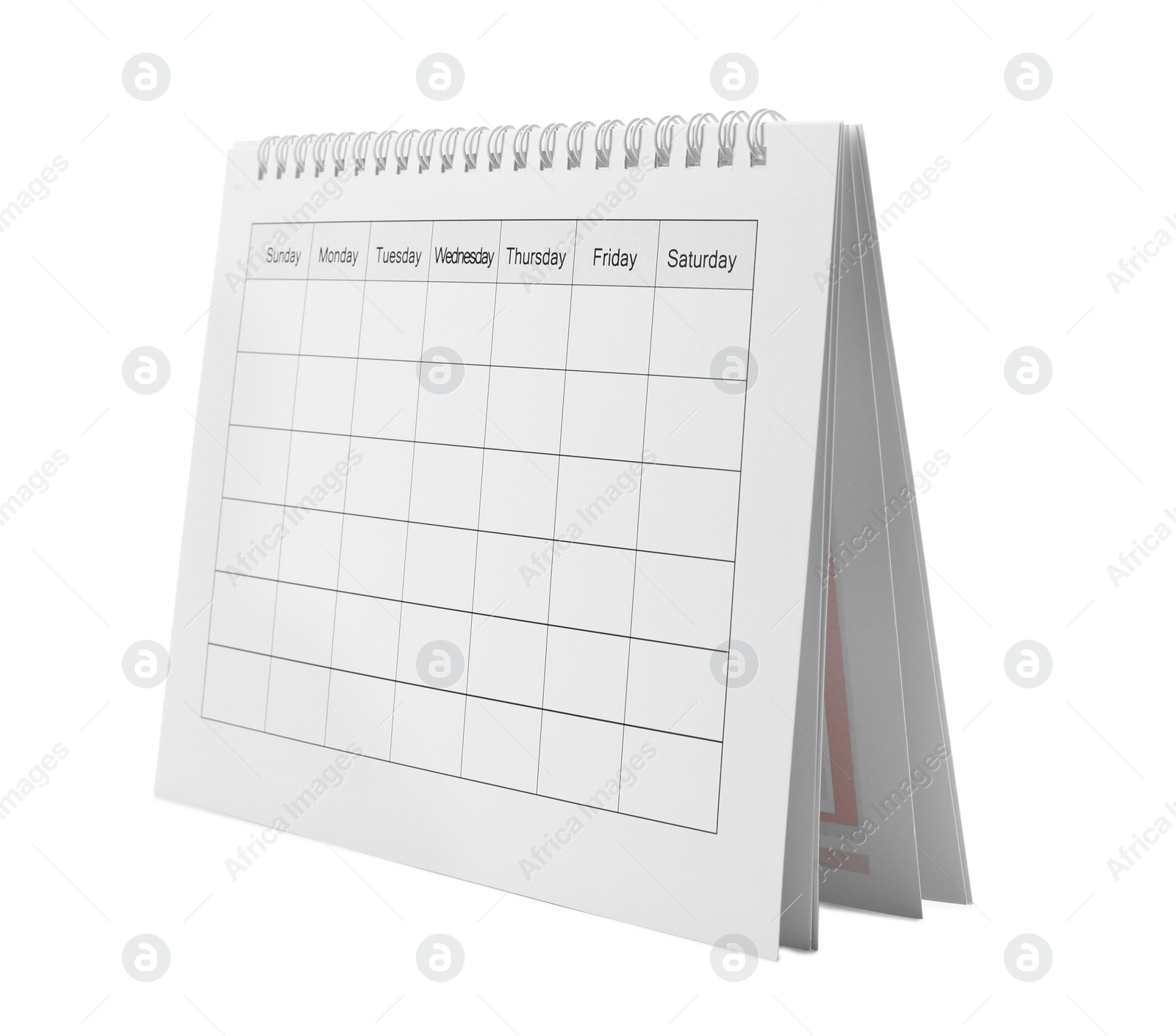 Photo of Blank paper calendar isolated on white. Planning concept