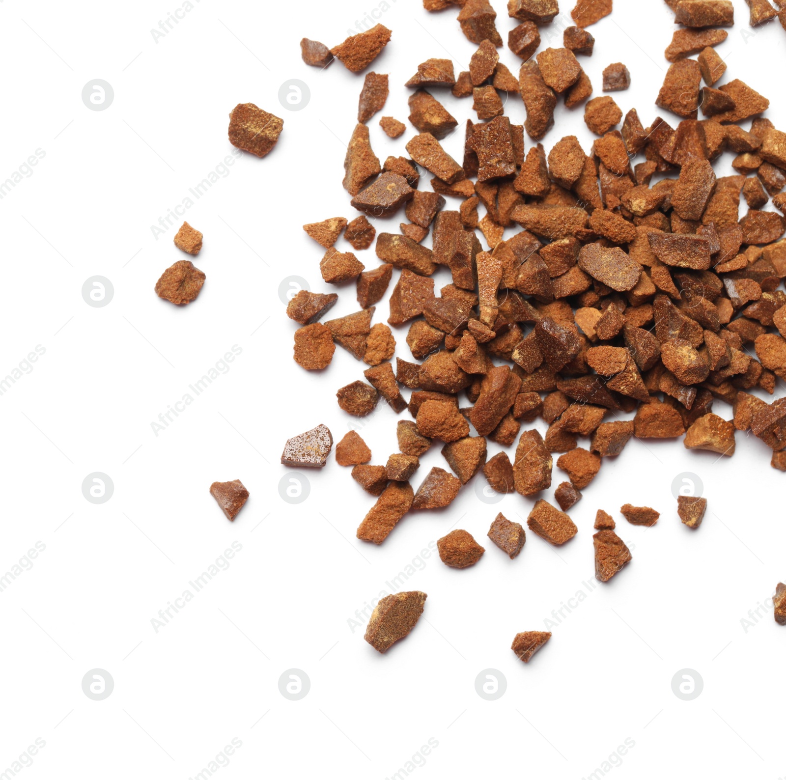 Photo of Pile of chicory granules isolated on white, top view