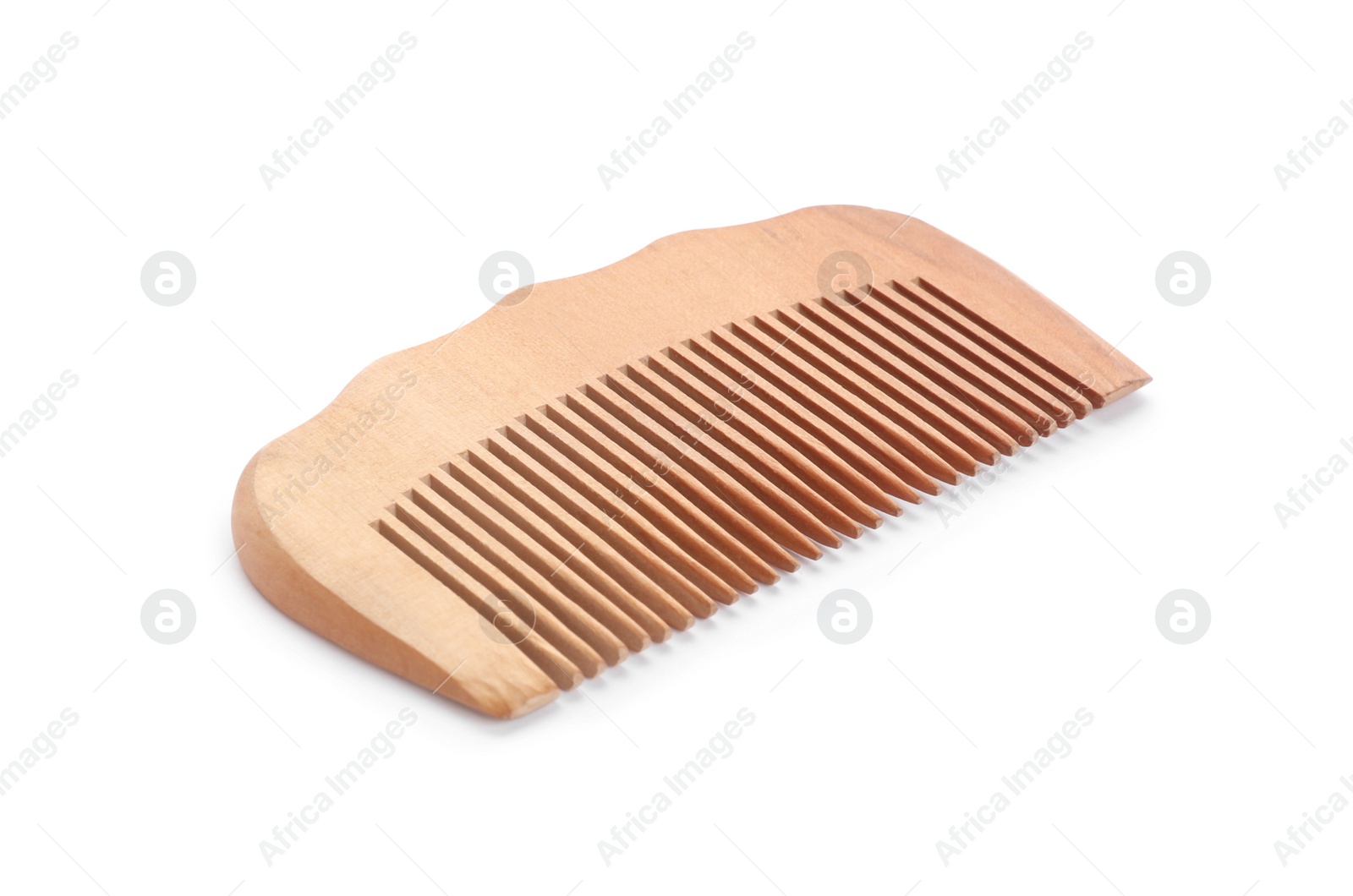 Photo of New wooden hair comb isolated on white