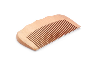 New wooden hair comb isolated on white