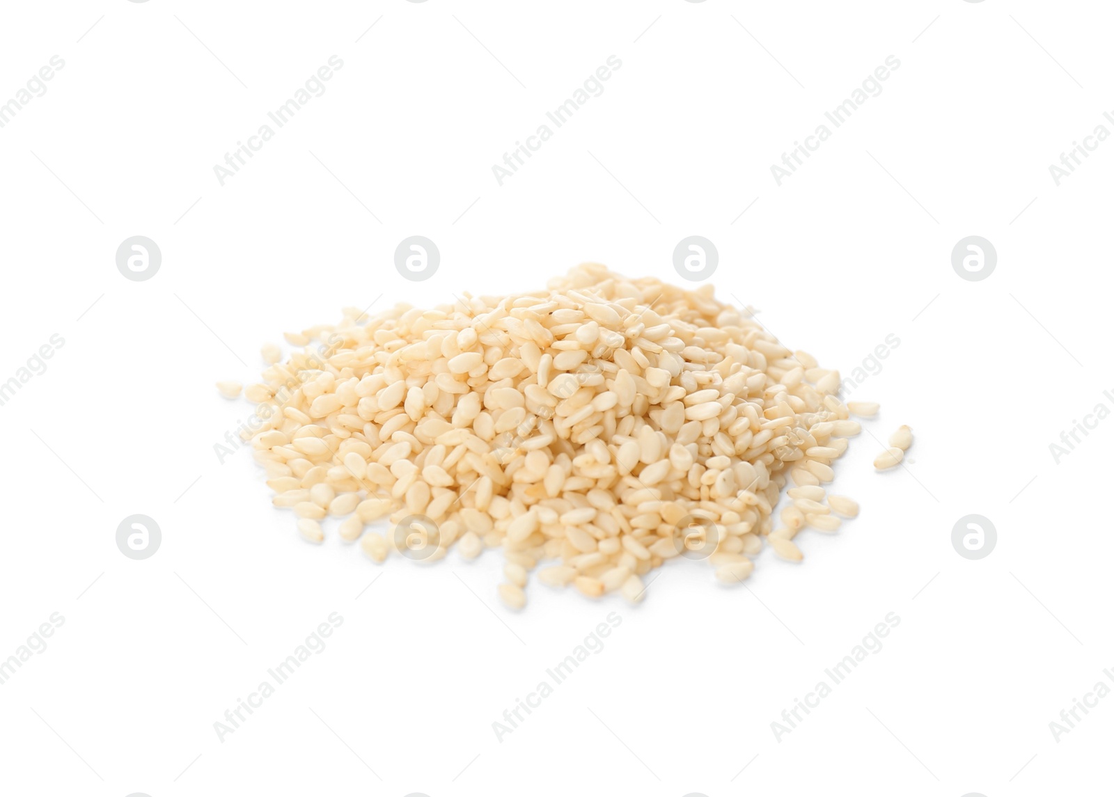 Photo of Pile of sesame seeds on white background