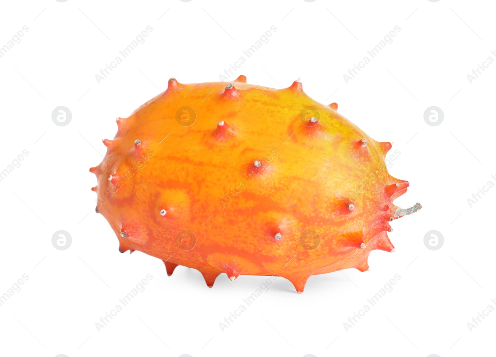 Photo of Delicious ripe kiwano isolated on white. Exotic fruit