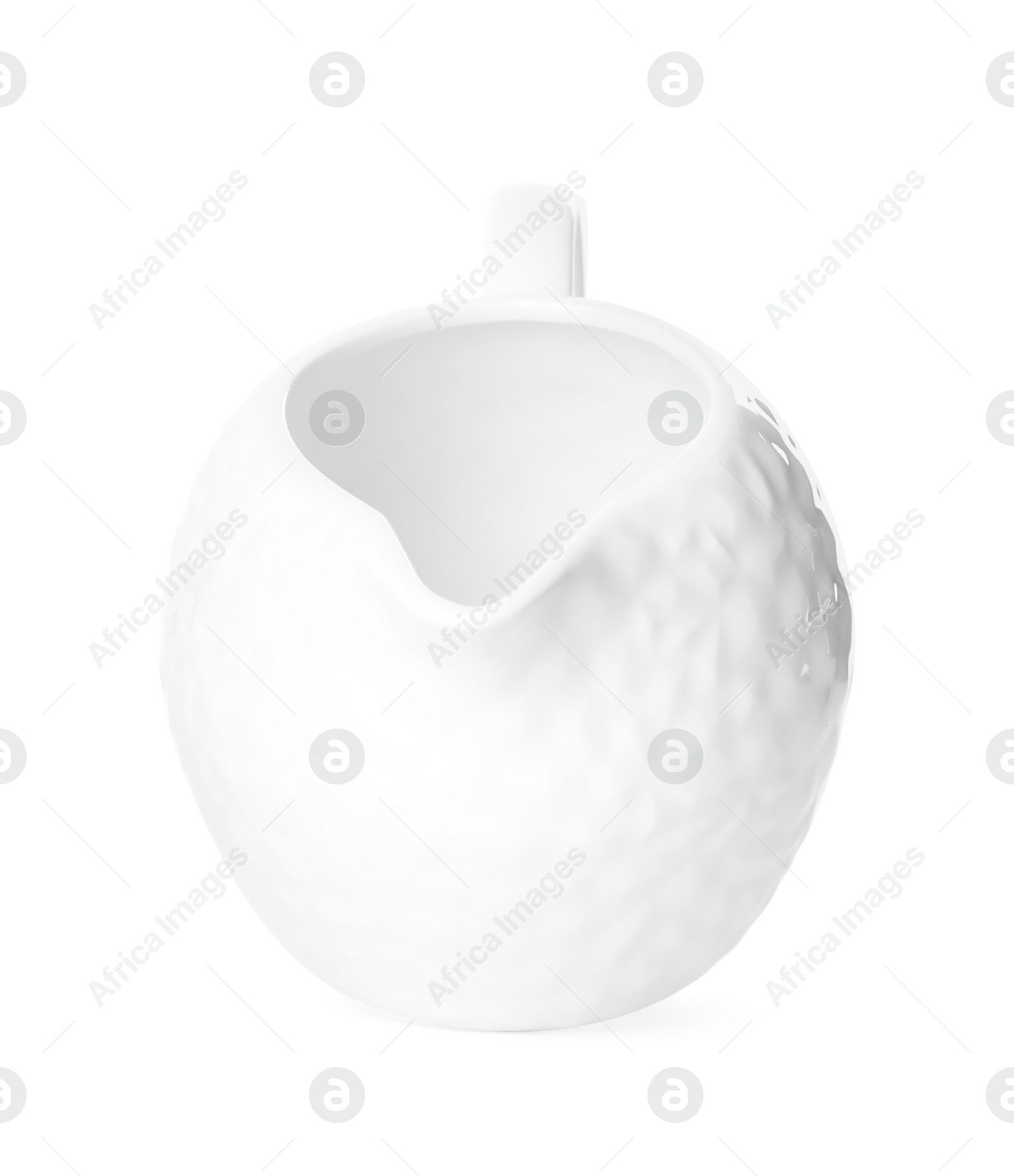 Photo of Clean empty ceramic sauce jug isolated on white