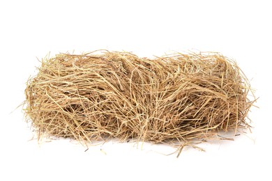 Small dried hay bale on white background