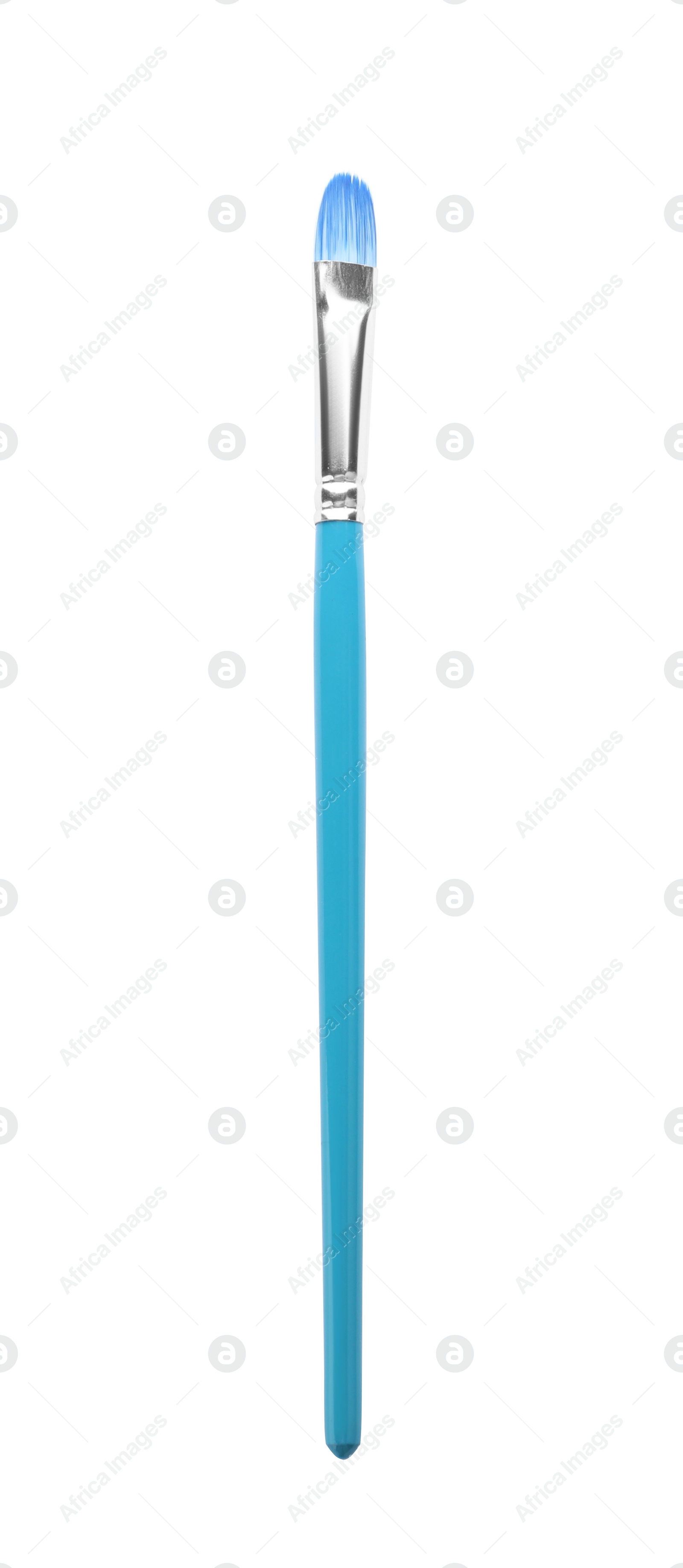 Photo of New brush for painting isolated on white. School stationery