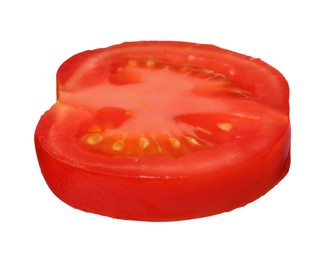 Photo of Slice of fresh ripe tomato isolated on white