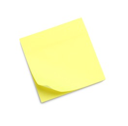 Photo of Blank yellow sticky notes on white background, top view