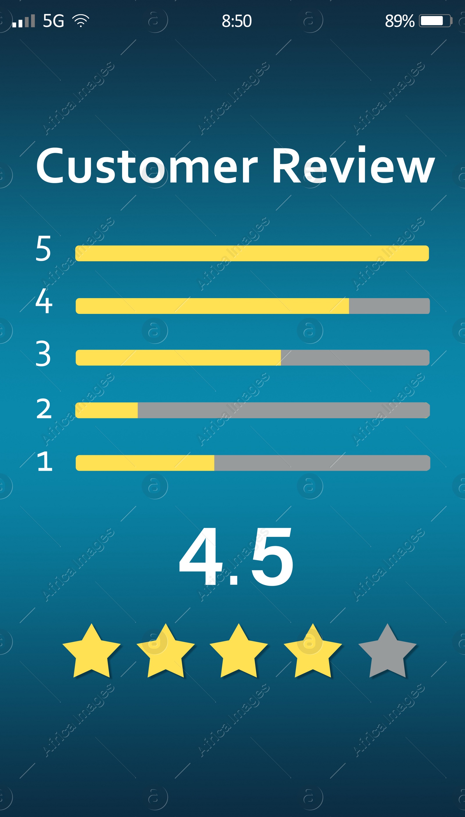 Illustration of App for customer review on smartphone, illustration