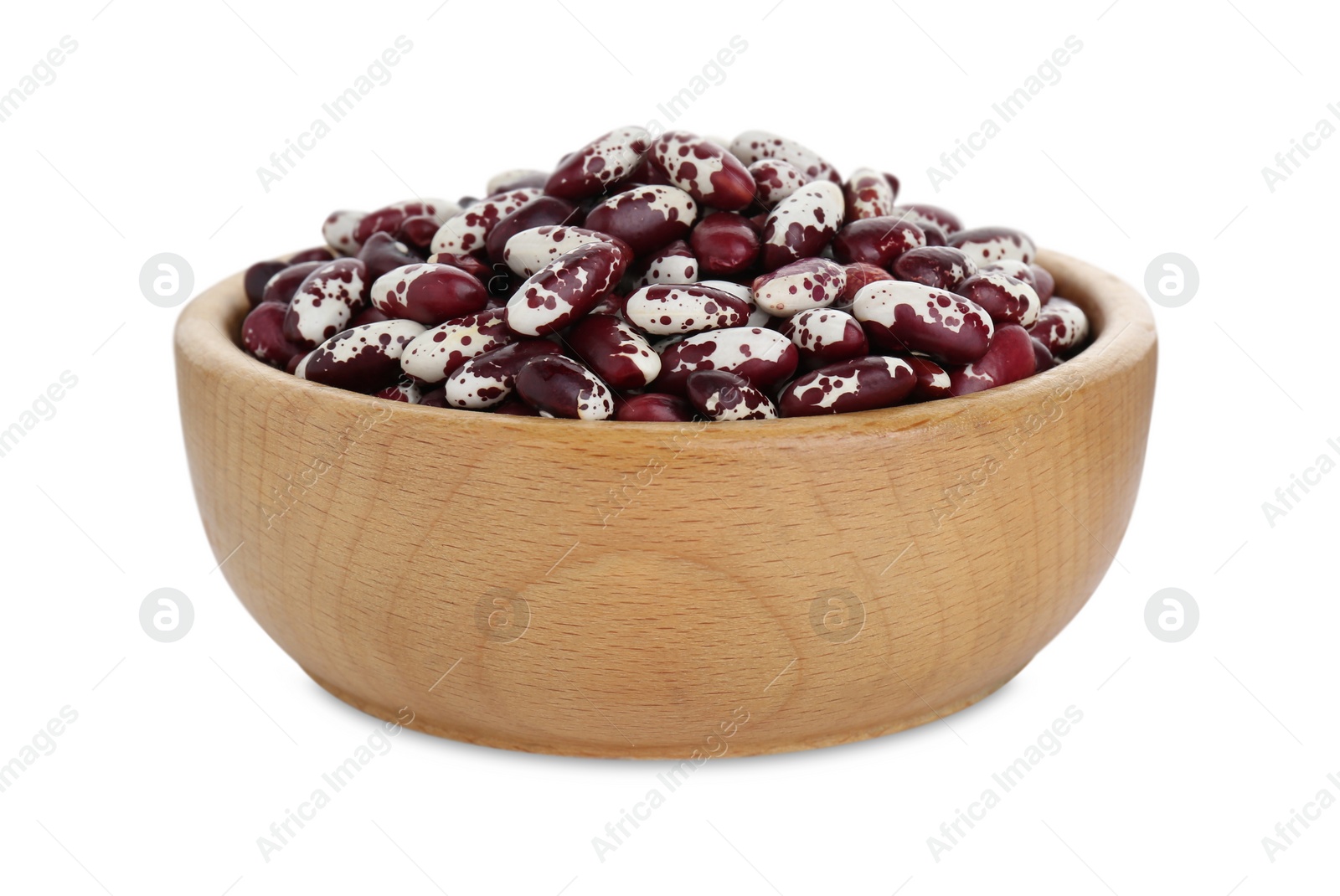 Photo of Bowl with dry kidney beans isolated on white