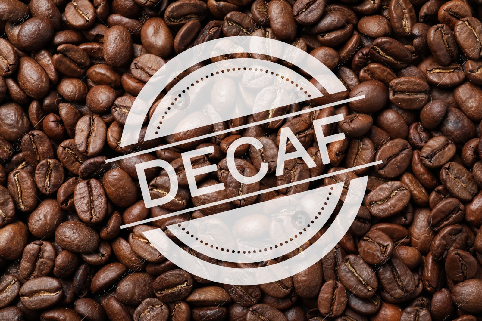 Image of Pile of decaf coffee beans as background, top view