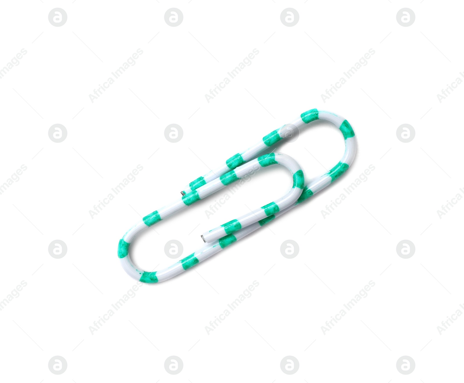 Photo of Paper clip on white background. School stationery