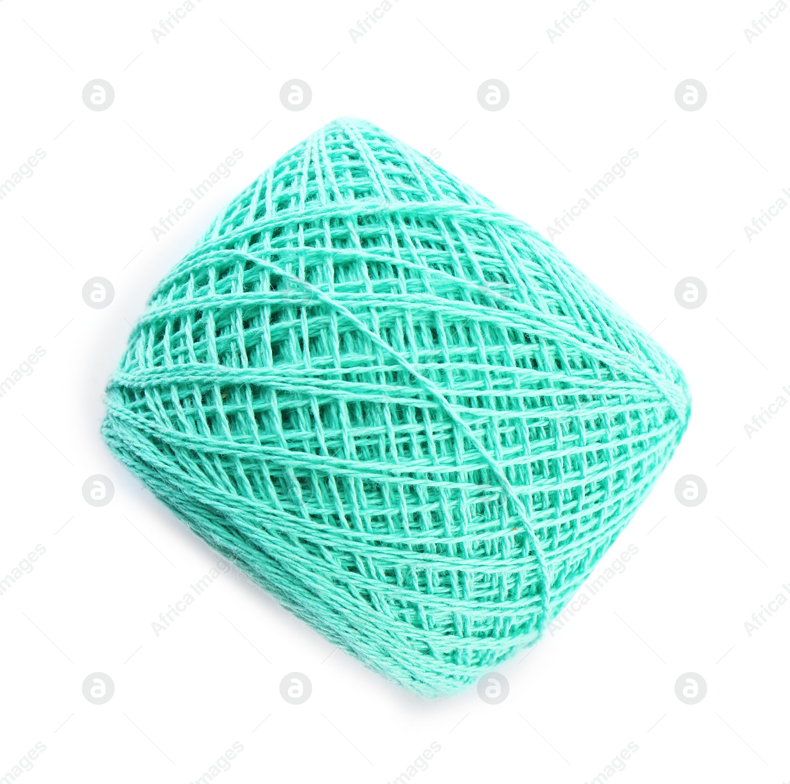 Photo of Clew of color knitting thread on white background